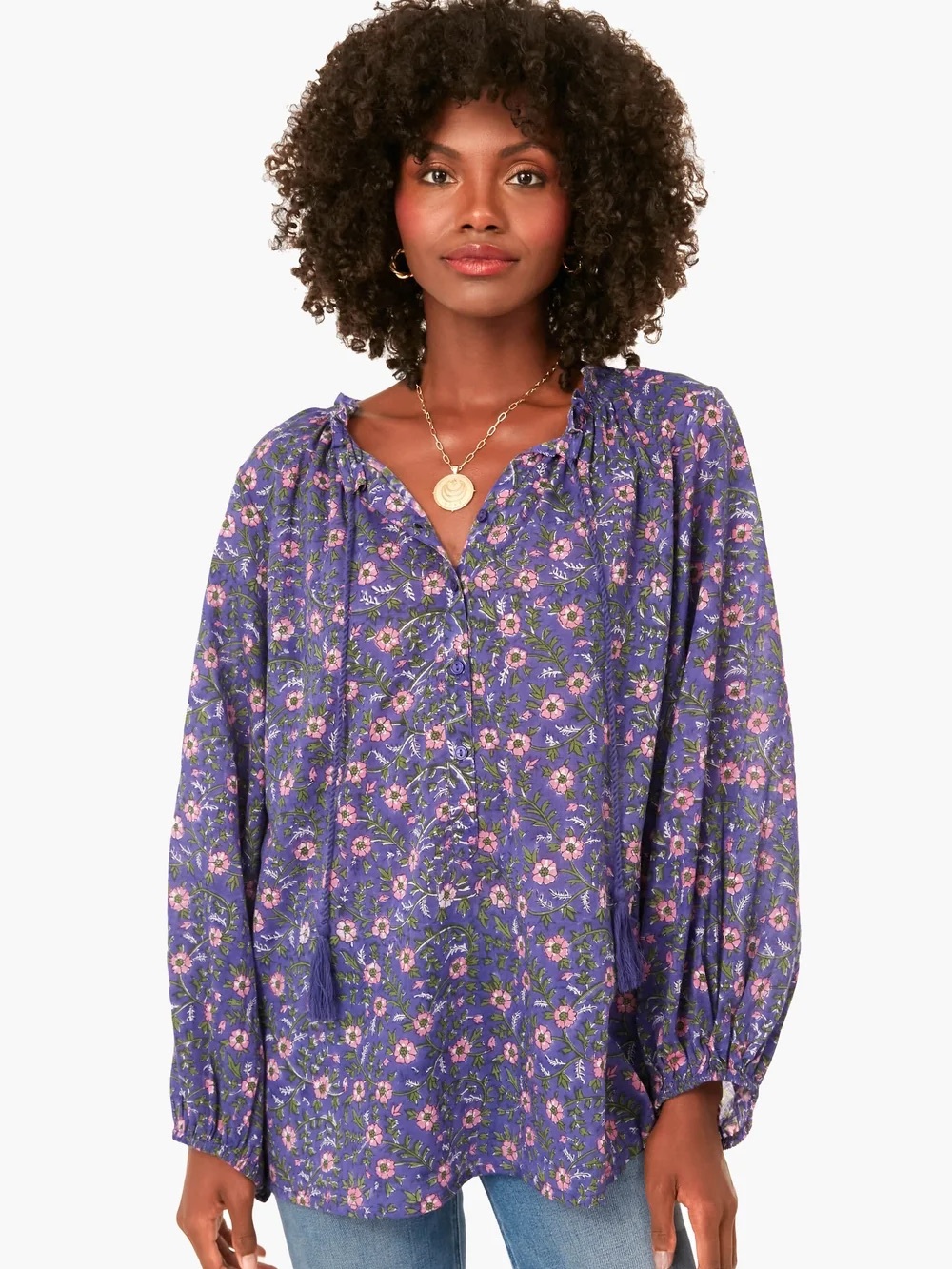 Emerson Fry Iris Wildflower Bardot Top Block Print Floral Blouse Size Extra Smal